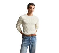 Strickpullover GANT "COTTON CABLE C-NECK", Herren, Gr. S, oat melange, Strick, Obermaterial: 100% Baumwolle, Basic, regular fit hüftlang, Rundhals, Rippstrickbündchen, Pullover Strickpullover, mit Wap