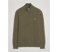 GANT Cotton Cable Half Zip Khaki Green Melange Grün L