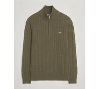 GANT Cotton Cable Half Zip Khaki Green Melange Grün M