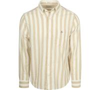 Langarmhemd GANT "Hemd REGULAR COTTON LINEN STRIPE SHIRT 1er Pack", Herren, Gr. XL, N-Gr, beige, Obermaterial: 55% Leinen LI. 45% Baumwolle CO., Hemden (89569457-XL) beige
