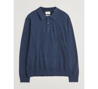 GANT Cotton/Linen Slub Knitted Polo Dark Indigo Melange Blau S