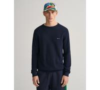 GANT Herrenpullover Cotton Pique C-Neck, Evening Blue, Gr. L