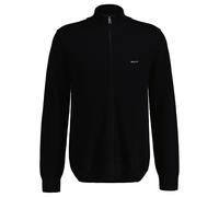 GANT Herren Strickjacke Cotton Pique Zip Cardigan Baumwolle Reißverschluss Schwarz M