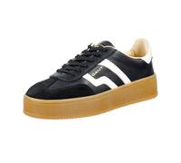 Sneaker GANT "Cuzmani", Damen, Gr. 41, schwarz, Leder, Veloursleder, kontrastfarbene Details, Schuhe Sneaker, Plateausneaker, Schnürschuh, Retro-Sneaker mit honigfarbener Laufsohle (34020149-41) schwa
