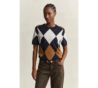 GANT Damen Argyle Kurzarmpullover aus Wolle (XL) EVENING Blau