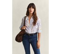 GANT Damen Baumwoll Seiden Bluse mit Blumenprint (34) Weiß
