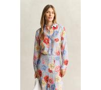 GANT Damen Baumwoll Seiden Bluse mit Blumenprint (42) LIGHT Blau