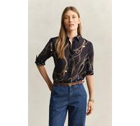 GANT Damen Bluse aus Baumwoll-Seiden-Mix (38) EVENING Blau