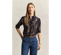 GANT Damen Bluse aus Baumwoll-Seiden-Mix (44) EVENING Blau