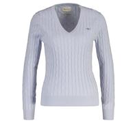 GANT - V-Neck Pullover mit Zopfmuster light blue - Gr. - L