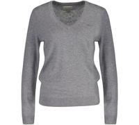 GANT Damen Extrafine Lambswool V-Neck Pullover, Grey Melange, XL