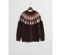GANT Damen Fair Isle Rundhalspullover aus Alpakamischung (S) DEEP Braun