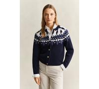 GANT Damen Fair Isle Strickjacke aus Wolle (XXL) EVENING Blau