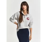 GANT Damen G-Badge Sweatshirt mit halblanger Knopfleiste (XL) LIGHT Grau MELANGE