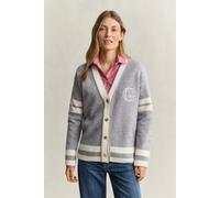 GANT Cardigan aus Wolle mit Logo-Stitching in Hellgrau, Größe M