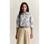 GANT Damen Geblümte Leinenbluse (46) EVENING Blau
