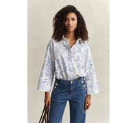 GANT Damen Geblümte Popeline-Bluse (40) Weiß