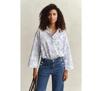 GANT Damen Geblümte Popeline-Bluse (42) Weiß