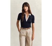 GANT Damen Gerippter Kurzarm-Rugger (XXL) EVENING Blau