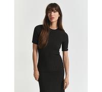 GANT Damen Gerippter Kurzarmpullover mit Kontrasten (XXL) DARK MOSS Grün