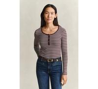 GANT Damen Geripptes langärmliges Henley-Shirt (XS) DARKENED WINE