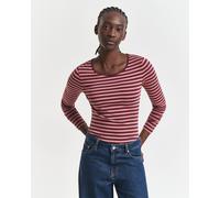 GANT Damen Geripptes Langarm-T-Shirt mit Streifen (XL) PLUM WINE