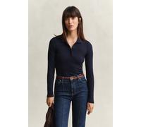 GANT Damen Geripptes Slim Fit Poloshirt (M) EVENING Blau