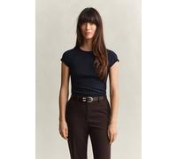 GANT Damen Geripptes Slim Fit T-Shirt (M) EVENING Blau