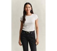 GANT Damen Geripptes Slim Fit T-Shirt (XL) EGGSHELL