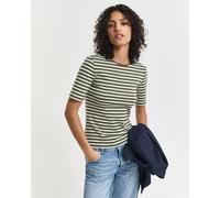 GANT Damen Slim Striped 1X1 Ribbed SS T-Shirt 4203493, Moss Green,L