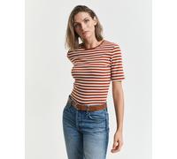 GANT Damen Slim Striped 1X1 Ribbed SS T-Shirt 4203493, Rusty Brown,XXL
