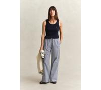 Stoffhose GANT "STRIPE POPLIN PULL ON", Damen, Gr. 36, N-Gr, rich navy, Web, Obermaterial: 100% Baumwolle, gestreift, relaxed fit lang, Hosen Stoffhose, Relaxed fit mit elastischem Bund (37515358-36)