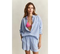 GANT Damen Gestreifte Seersucker Bluse (38) HYDRANGEA Blau
