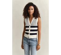 GANT Damen Gestreifte Strickweste (L) EGGSHELL