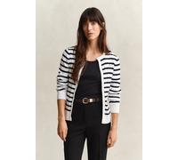 GANT Damen Gestreifte Zopfstrick Strickjacke (XXL) EGGSHELL