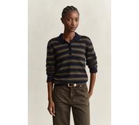 GANT Damen Gestreifter Rugger aus ultrafeiner Lambswool (XXL) EVENING Blau