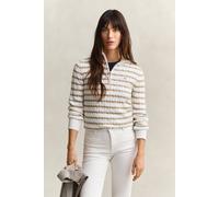 GANT Damen Gestreifter Zopfstrick Troyer (M) OAT BEIGE