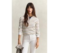GANT Damen Gestreifter Zopfstrick Troyer (XS) OAT BEIGE