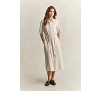 GANT Damen Gestreiftes Hemdblusenkleid aus Leinen (34) OAT BEIGE