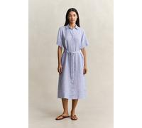 GANT Damen Gestreiftes Hemdblusenkleid aus Leinen (34) ROYAL Blau