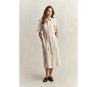 GANT Damen Gestreiftes Hemdblusenkleid aus Leinen (38) OAT BEIGE