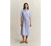 Hemdblusenkleid GANT "STRIPED LINEN", Damen, Gr. 38, N-Gr, royal blau, Web, Obermaterial: 100% Leinen, gestreift, regular fit wadenlang, Rundhals, eingesetzt gerader Abschluss, Kleider, Regular fit mi