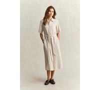 GANT Damen Gestreiftes Hemdblusenkleid aus Leinen (40) OAT BEIGE