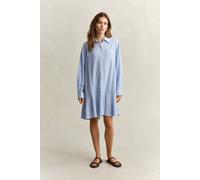 GANT Damen Gestreiftes Seersucker Hemdblusenkleid (40) HYDRANGEA Blau