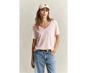 GANT Damen Gewaschenes Shield T-Shirt mit V-Ausschnitt (M) APRICOT Rosa