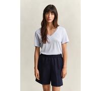 GANT Damen Gewaschenes Shield T-Shirt mit V-Ausschnitt (M) LIGHT Blau