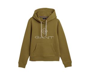 GANT Damen Hoodie - Lock Up Sweat Hoodie, Kapuzen-Pullover, Logo Stickerei Grün (Utility Green) XS