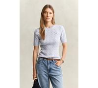 GANT Damen Kurzärmliger Zopfstrickpullover aus Baumwollstretch (XL) LIGHT Blau
