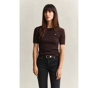 GANT Damen Kurzärmliger Zopfstrickpullover aus Baumwollstretch (XS) DEEP Braun