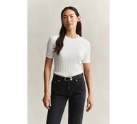 GANT Damen Kurzärmliger Zopfstrickpullover aus Baumwollstretch (XXL) EGGSHELL